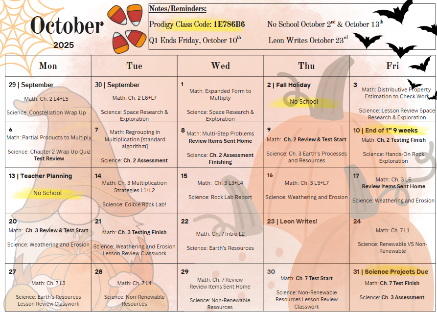 October Calendar